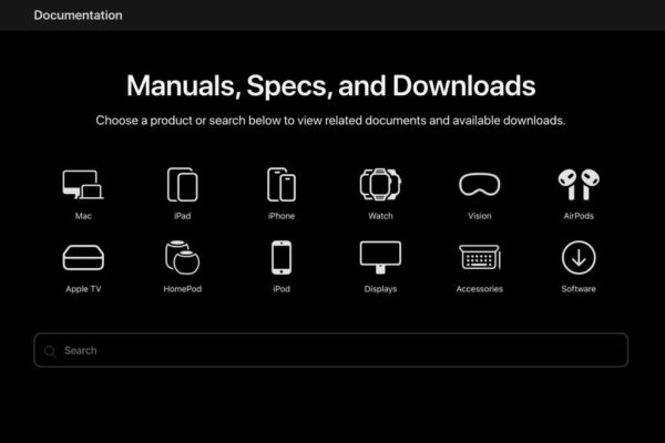 Apple’s new Manuals, Specs, and Downloads page is a great resource