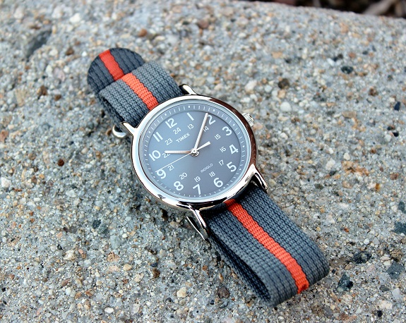 $26 for the Timex Weekender Gray Dial / Gray Orange Stripe